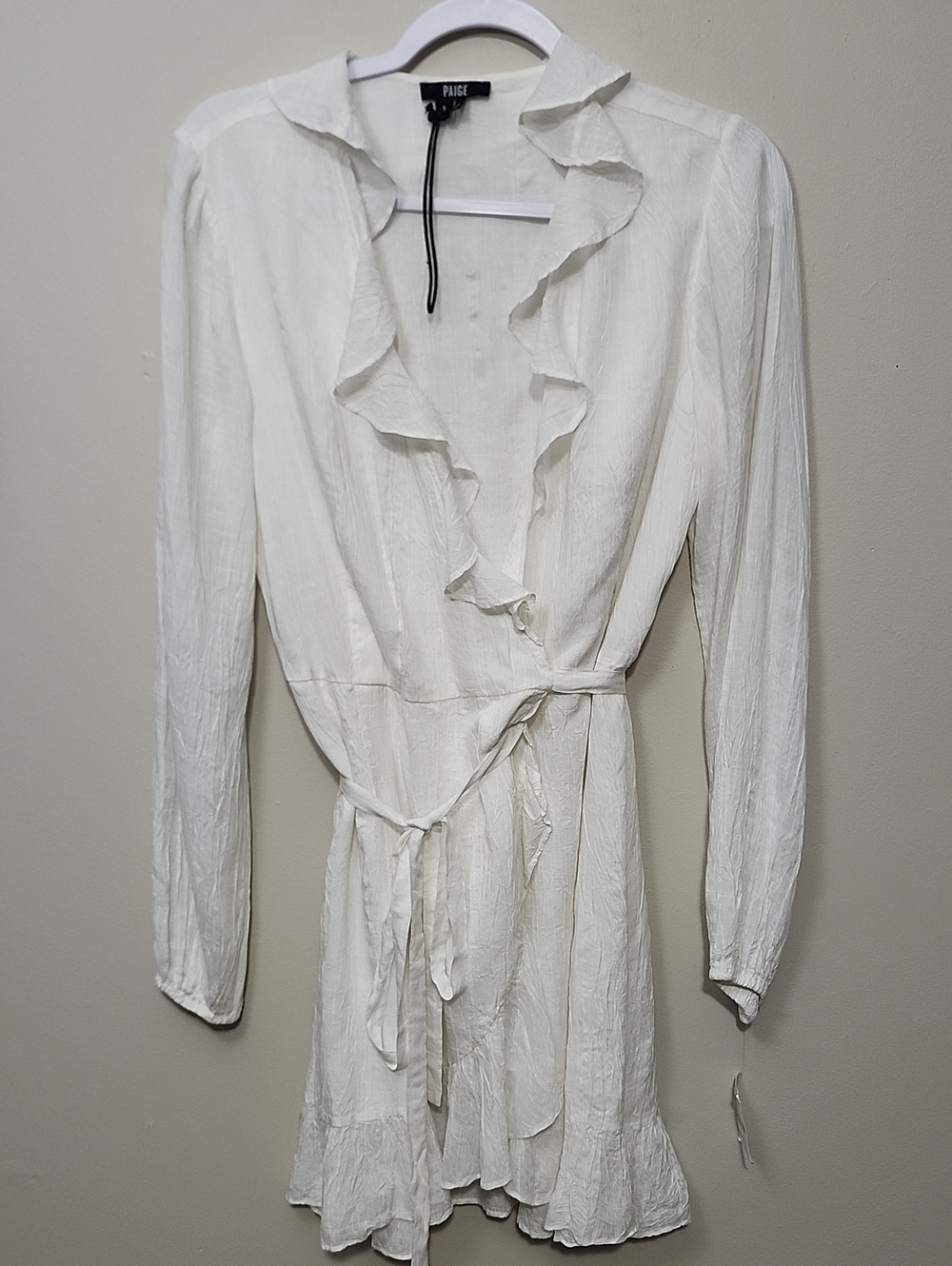 PAIGE White Shawna Gauze Ruffle Wrap Mini Dress NWT Vacation Resort Bridal SML